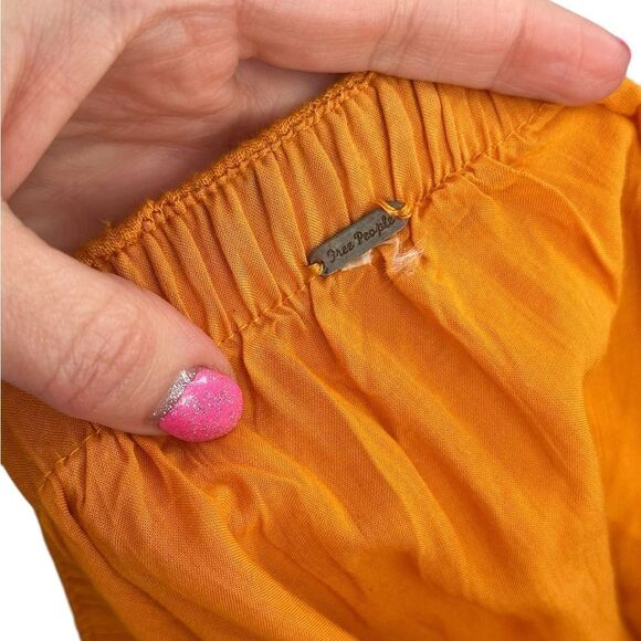 Free People Bright Orange Vieques Off The Shoulder Puff Sleeve Midi Dress - Picture 12 of 14